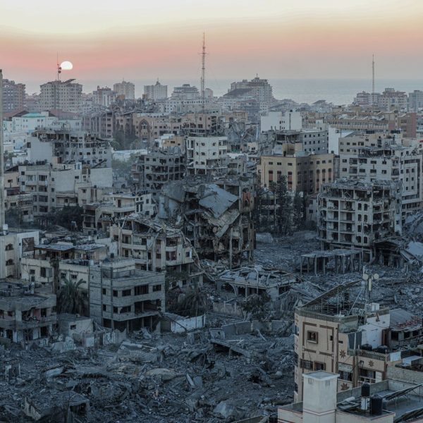 The aftermath of the al-Rimal neighborhood in the Gaza Strip after recent bombings.