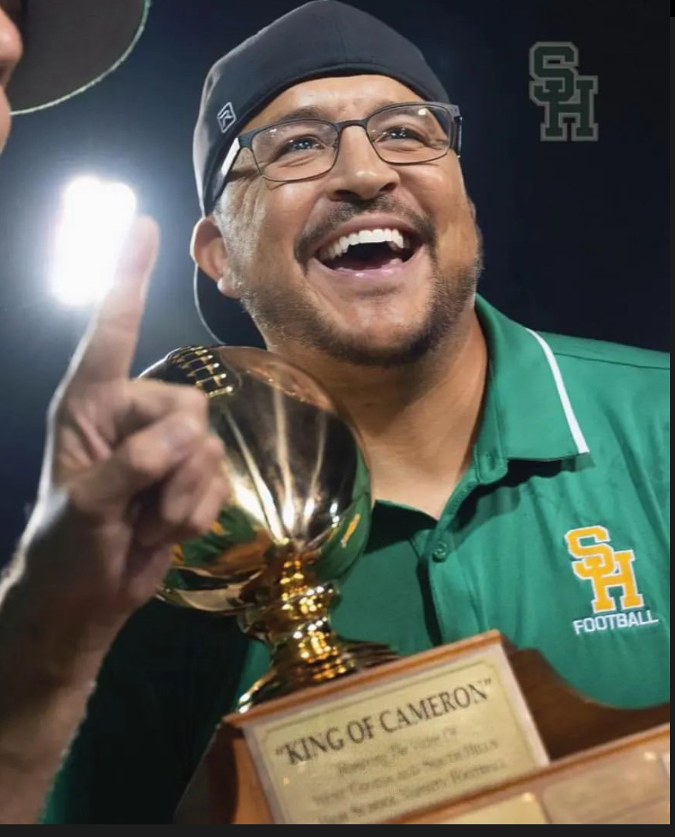 Coach Jacob Calderon shows his excitement after winning back the “Kings of Cameron” title.