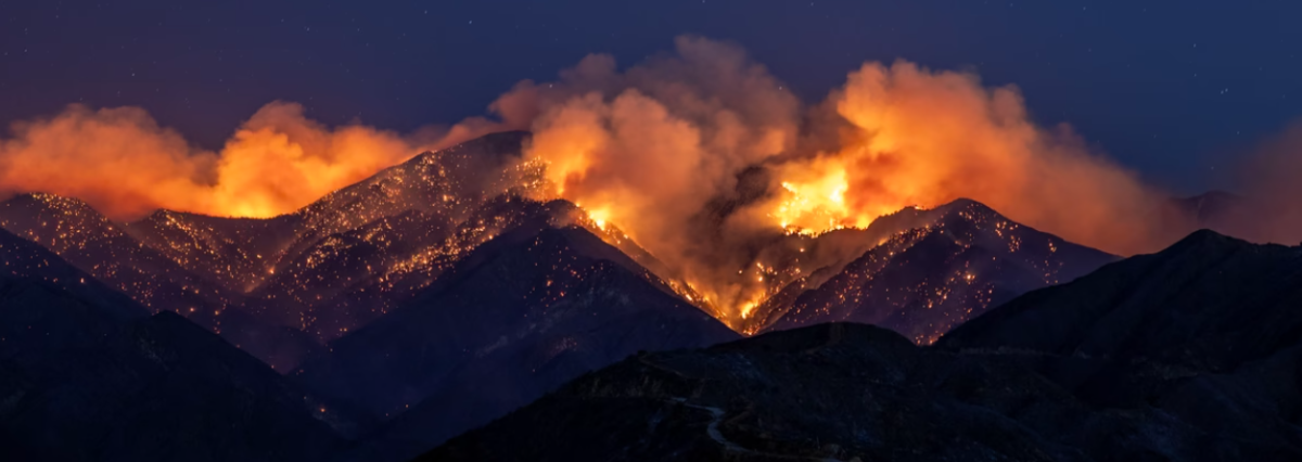 The Bridge Fire in the San Gabriel Mountains burns on September 10.