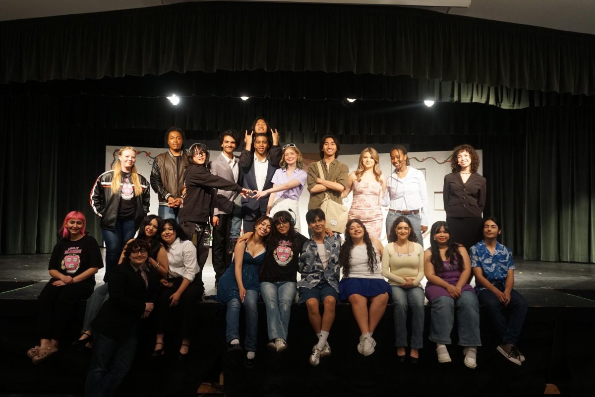 Drama Club seniors take one last photo together on closing night of “Legally Blonde.”