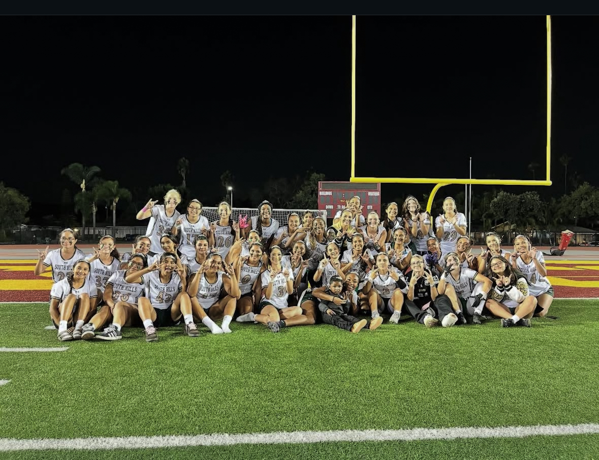 South Hills flag football team poses for a photo after their successful back to back victory for the Queens of Cameron title.