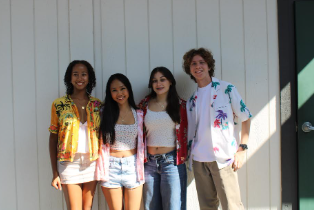 Lilian Lopez (11) and her friends wear Hawaiian shirts during spirit week. 