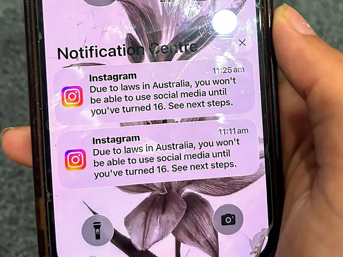 A user in Australia attempts to access Instagram, which falls under the country’s social media ban.
