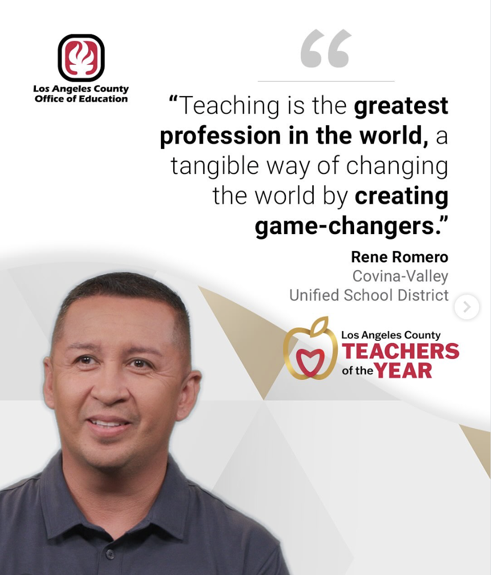 Rene Romero is named one of five 2026 California teachers of the year.