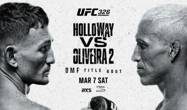 Max Holloway and Charles Oliveira  headline the UFC 326 main event on March 7 at the T-Mobile Area in Las Vegas.