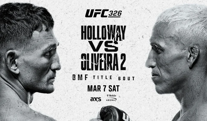 Max Holloway and Charles Oliveira  headline the UFC 326 main event on March 7 at the T-Mobile Area in Las Vegas.